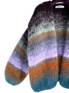 damesvest mohair groen aubergine roest