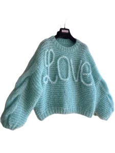 mohair Love sweater mint groen hand gebreid