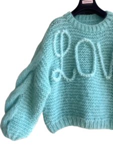 hand gebreide mohair jumper pastel groen