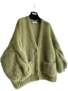 button cardigan with pockets pistachio green mohair