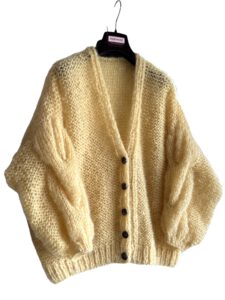 button cardigan vanilla biscuit yellow mohair