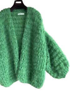 hand gebreide dames cardigan groen kimono stijl