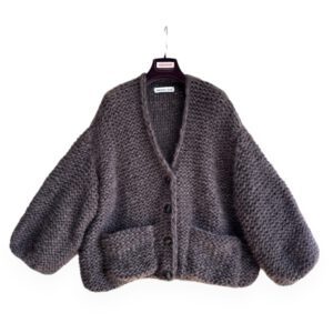 oversized damesvest alpaca zijde mohair bruin