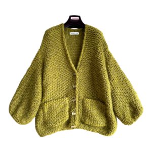 oversized damesvest alpaca zijde mohair groen