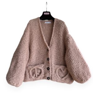 beige nude roze cardigan in zijde en alpaca peace en love