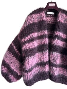 Gestreept mohair vest aubergine mauve