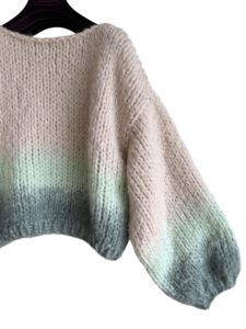 degrade sweater alpaca offwhite groen mint ballonmouw