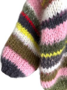 lang mohair vest strepen groen roze wit grijs geel